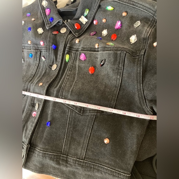 VBRT set of bedazzled jewel wide leg jeans and matching gem jean cropped jacket - Picture 8 of 10